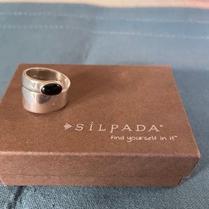 SILPADA RARE RETIRED Sterling Silver Black Onyx Wrap Ring